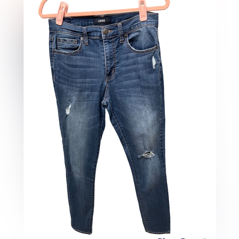 Aeropostale High Rise Skinny Distressed Jeans sz 6 Medium Wash
